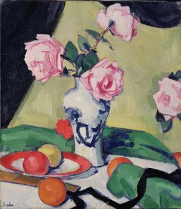 Stillleben mit japanischer Vase und Rosen, ca. 1919